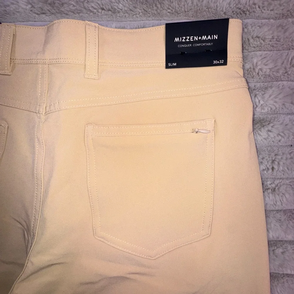 Mizzen+Main Helmsman Pants Mens 30x32 Chino Khaki Stretch Slim Fit Tapered‎ Leg